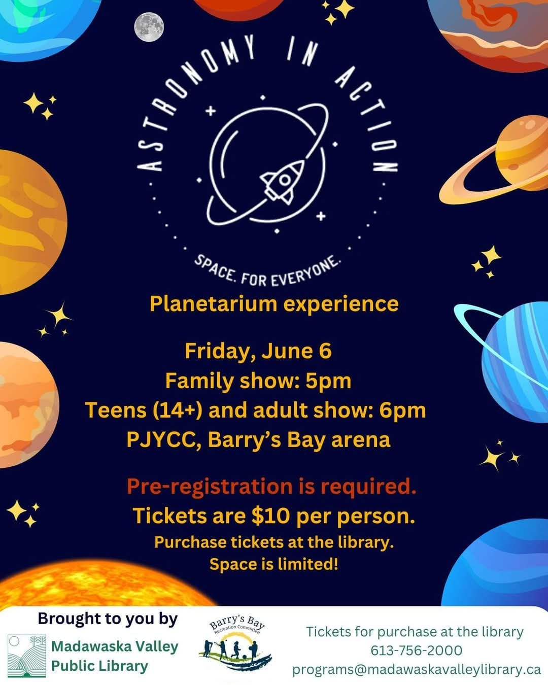 Astronomy In Action - Planetarium Experience | June 6 @ PJYCC Barry's Bay Arena